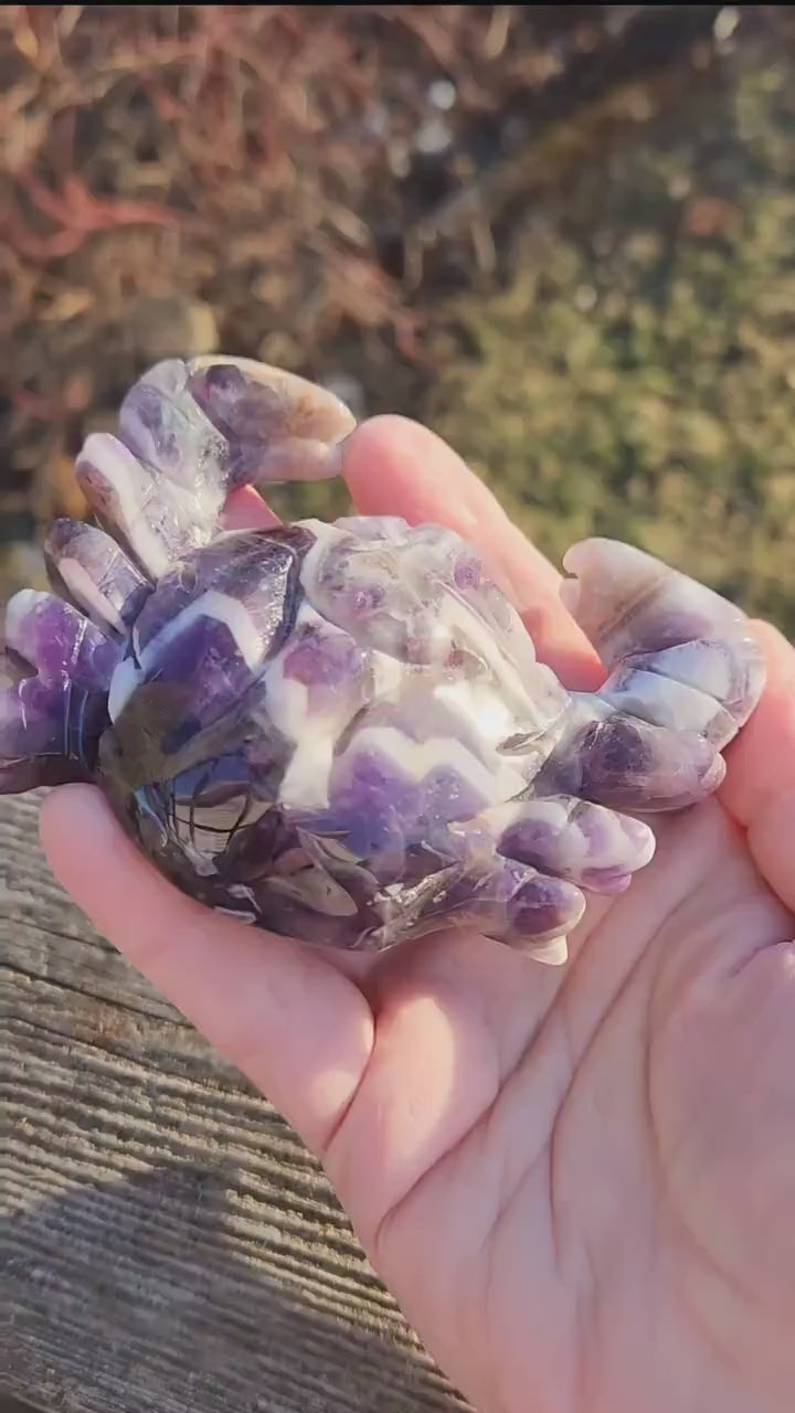 Chevron Dream Amethyst Crystal Crab, Large