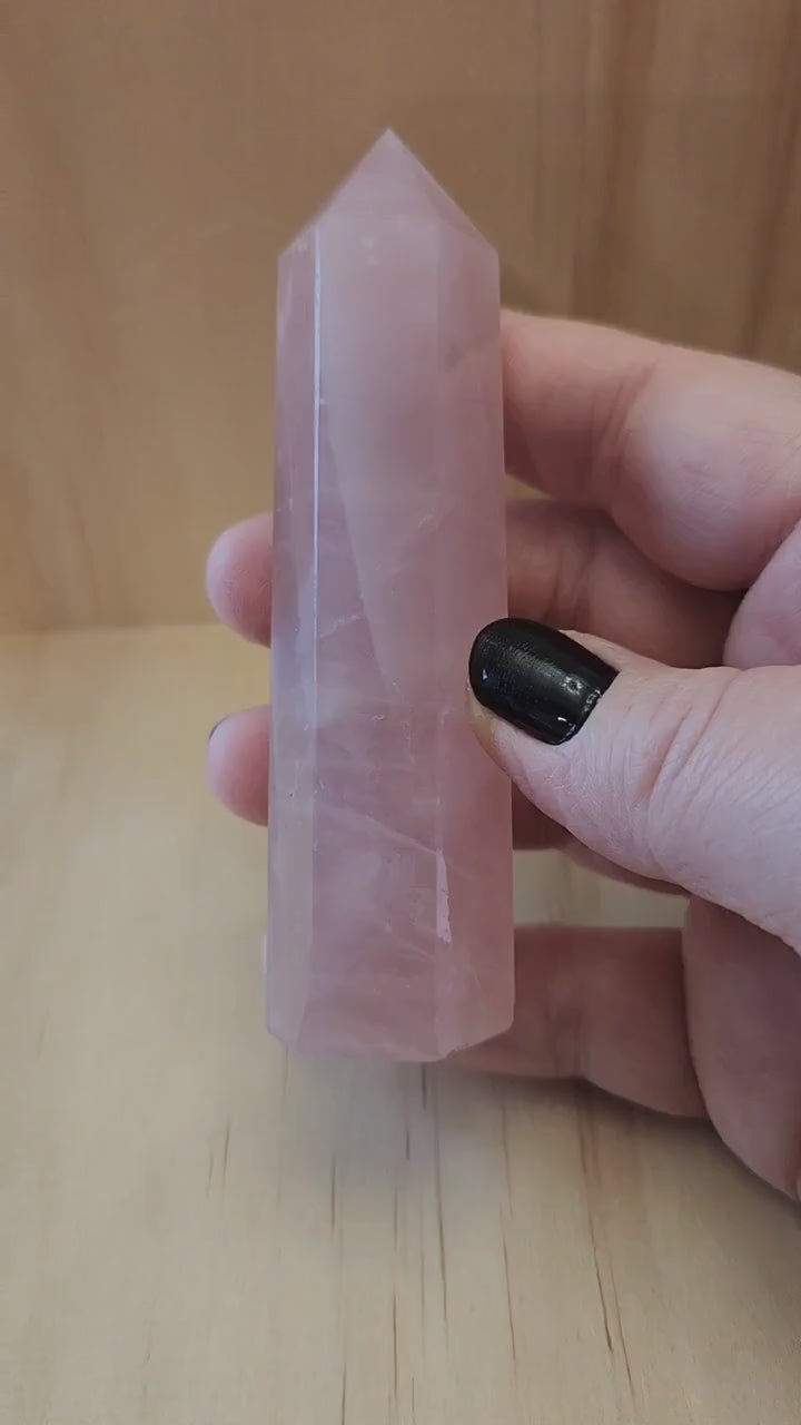 Beautiful AAA Pink Rose Quartz Crystal Tower, Generator