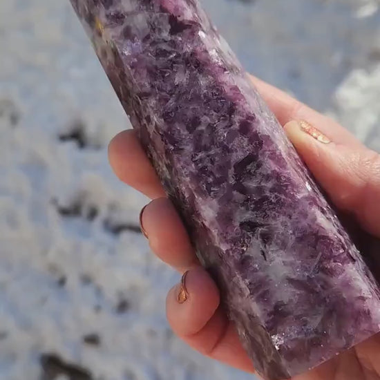 AAA Purple Lepidolite Crystal Tower: Polished Point Generator
